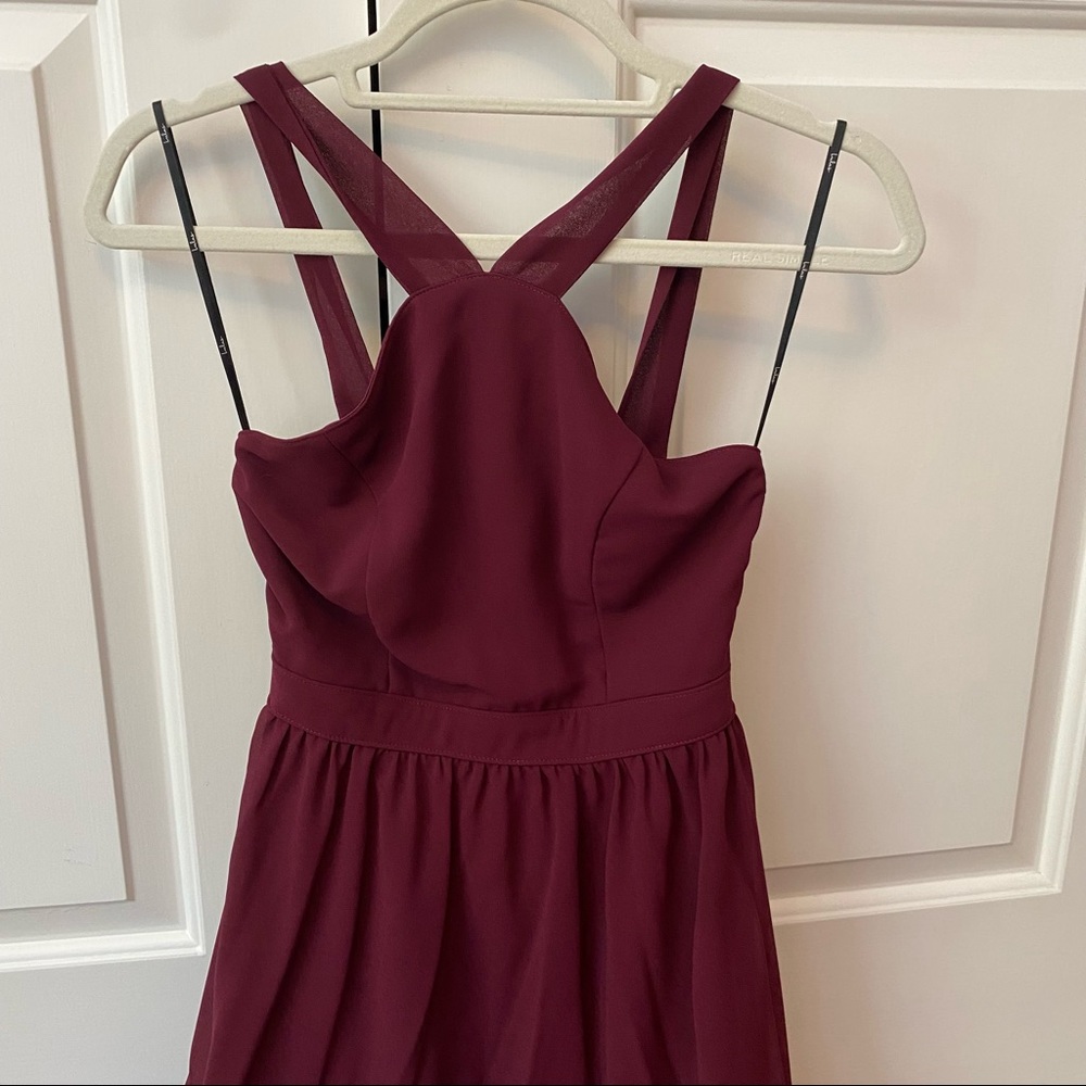 LuLus Long Halter-Top Prom Dress